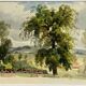 Painting Set of 3 watercolors Village and countryside early 20th century