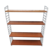 Vintage wall shelf in Teak veneer and black metal, Nisse Strinning, 60s