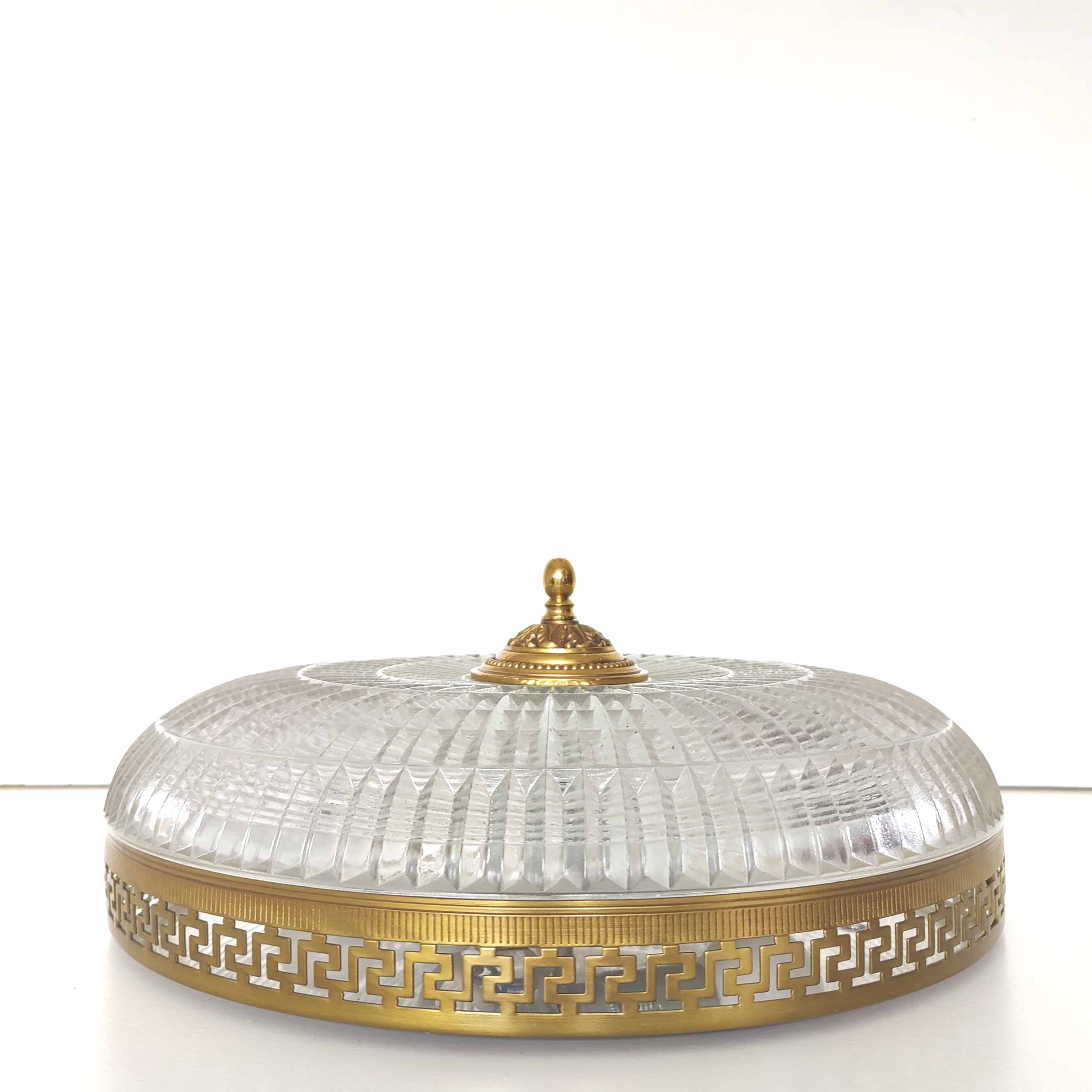 Ceiling lamp Lucien Gau glass and brass diameter 35cm