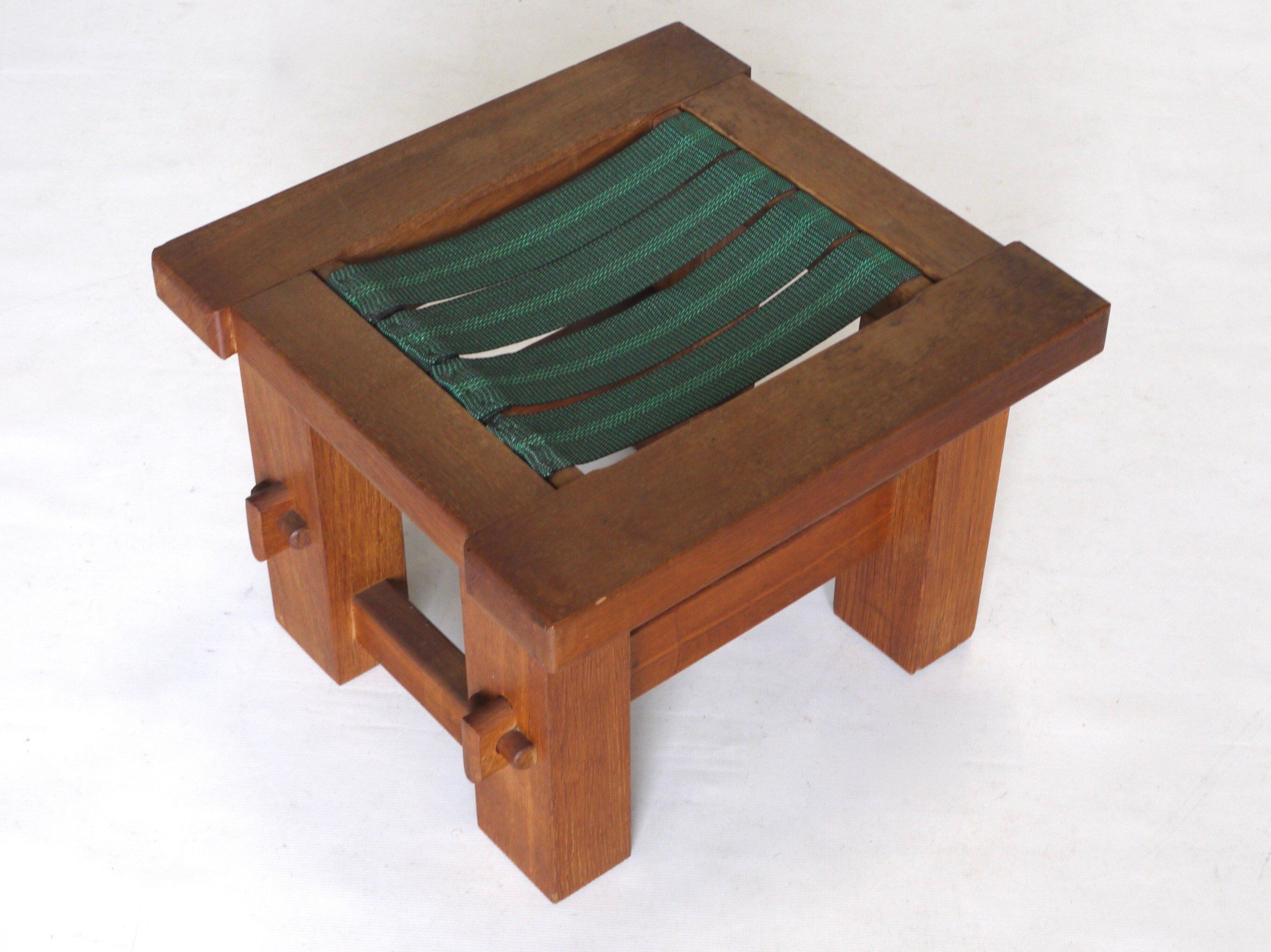 Vintage Modernist Wooden Oak Stool