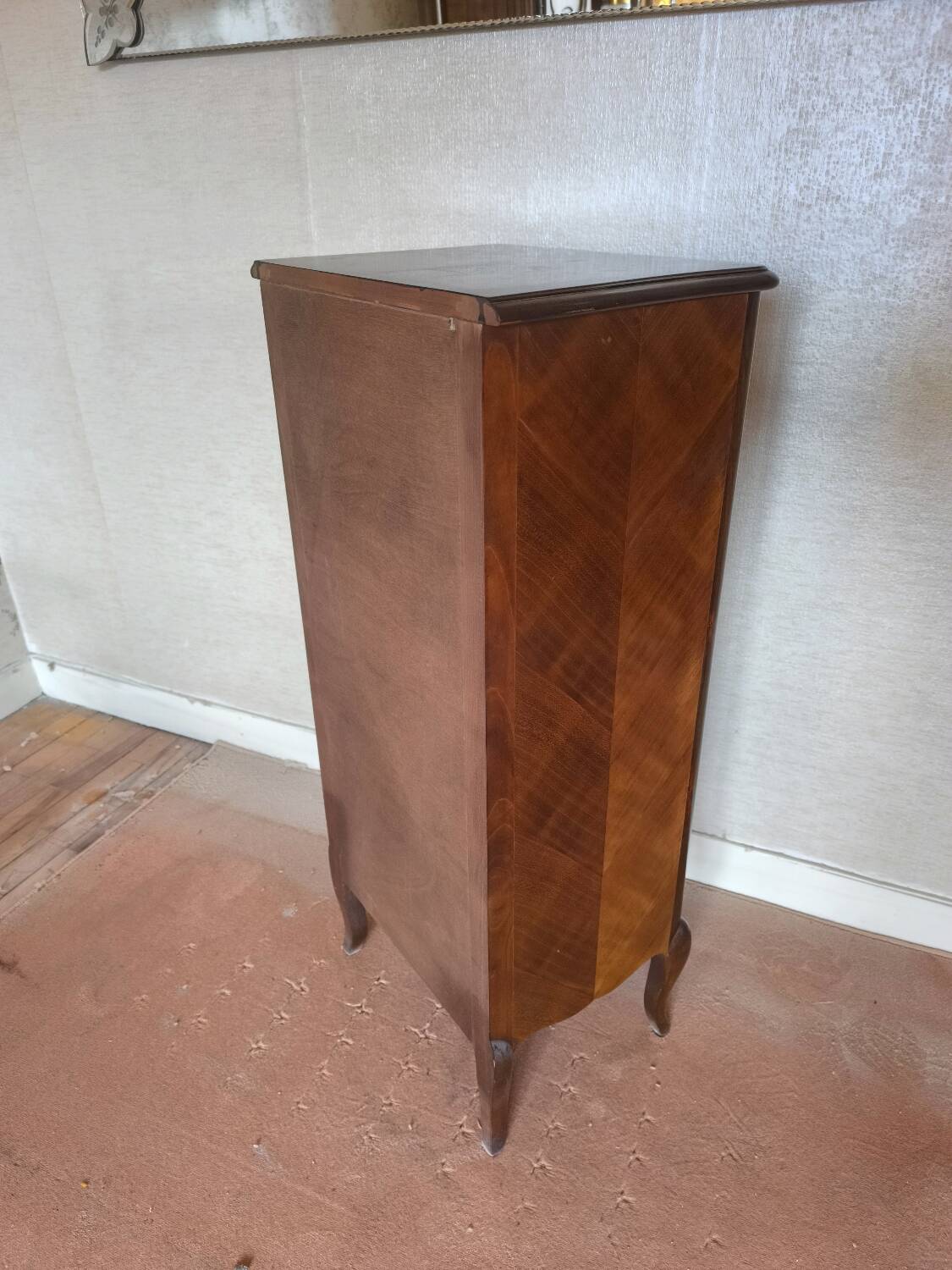 Antique 4-drawer entryway chest of drawers and retractable shelf