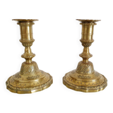 Pair of 19th century gilt bronze candlesticks - Château de Compiègne