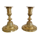 Pair of 19th century gilt bronze candlesticks - Château de Compiègne