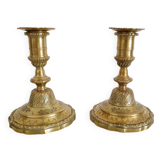 Pair of 19th century gilt bronze candlesticks - Château de Compiègne