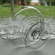 Set of 10 Art Deco crystal champagne glasses from Czechoslovakia