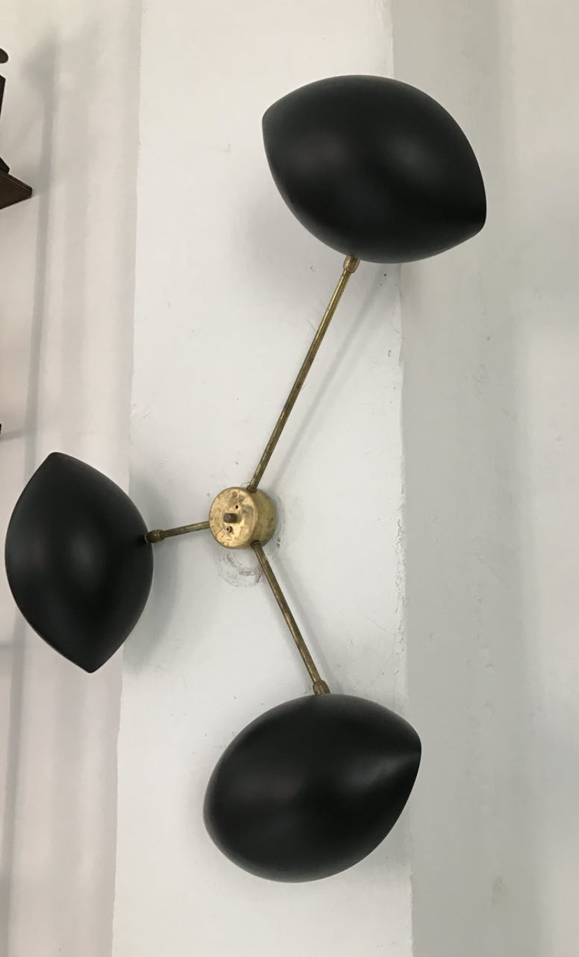 Sculptural wall sconce 3 black arms