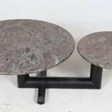 Sculptural coffee table in granite and wood, Italy 1980s.