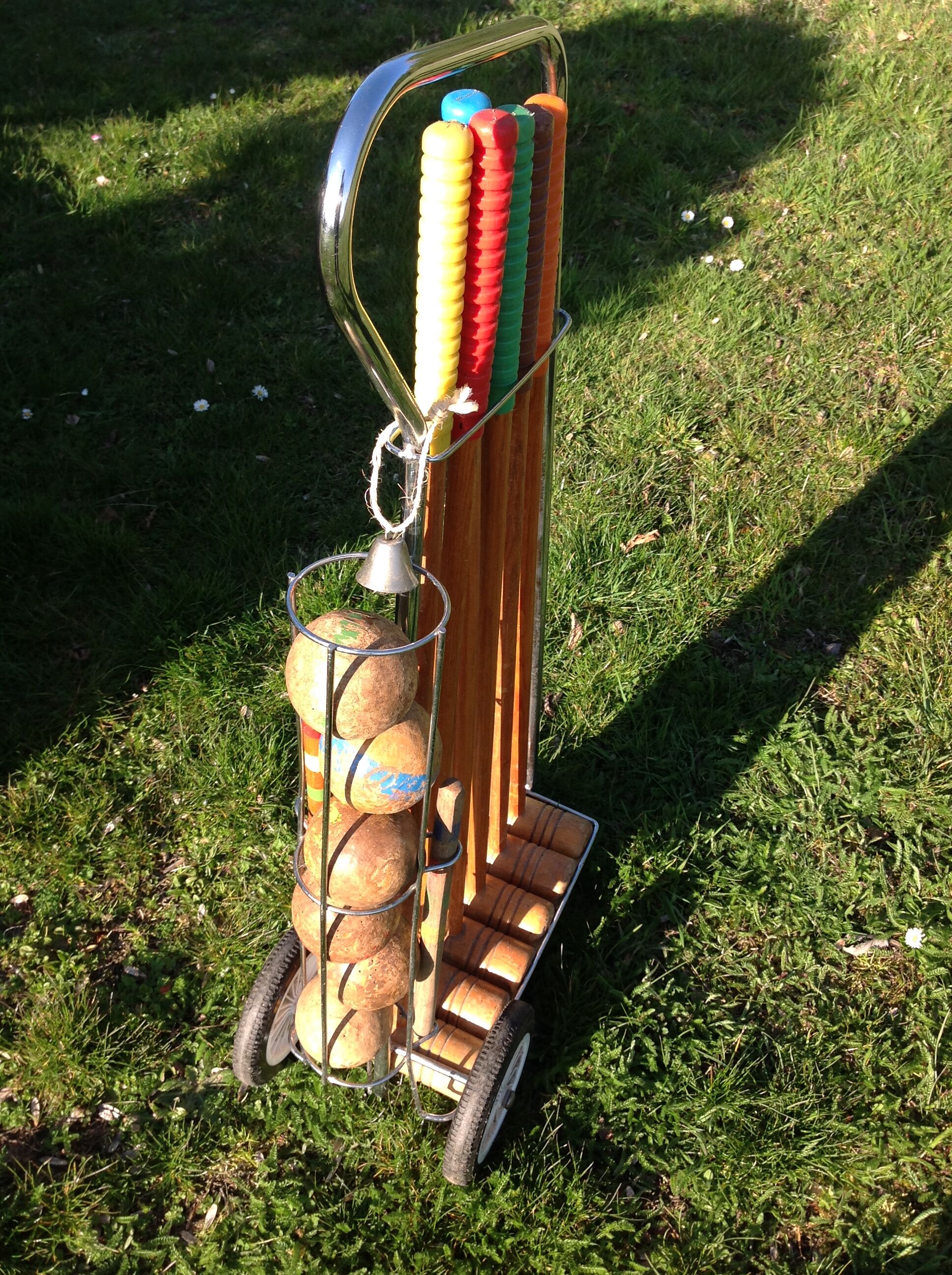 Croquet set in chrome metal and wood / 6 players / vintage 50-60 years