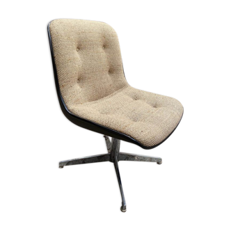 Design armchair in plastic, chrome and natural material 60s 70s