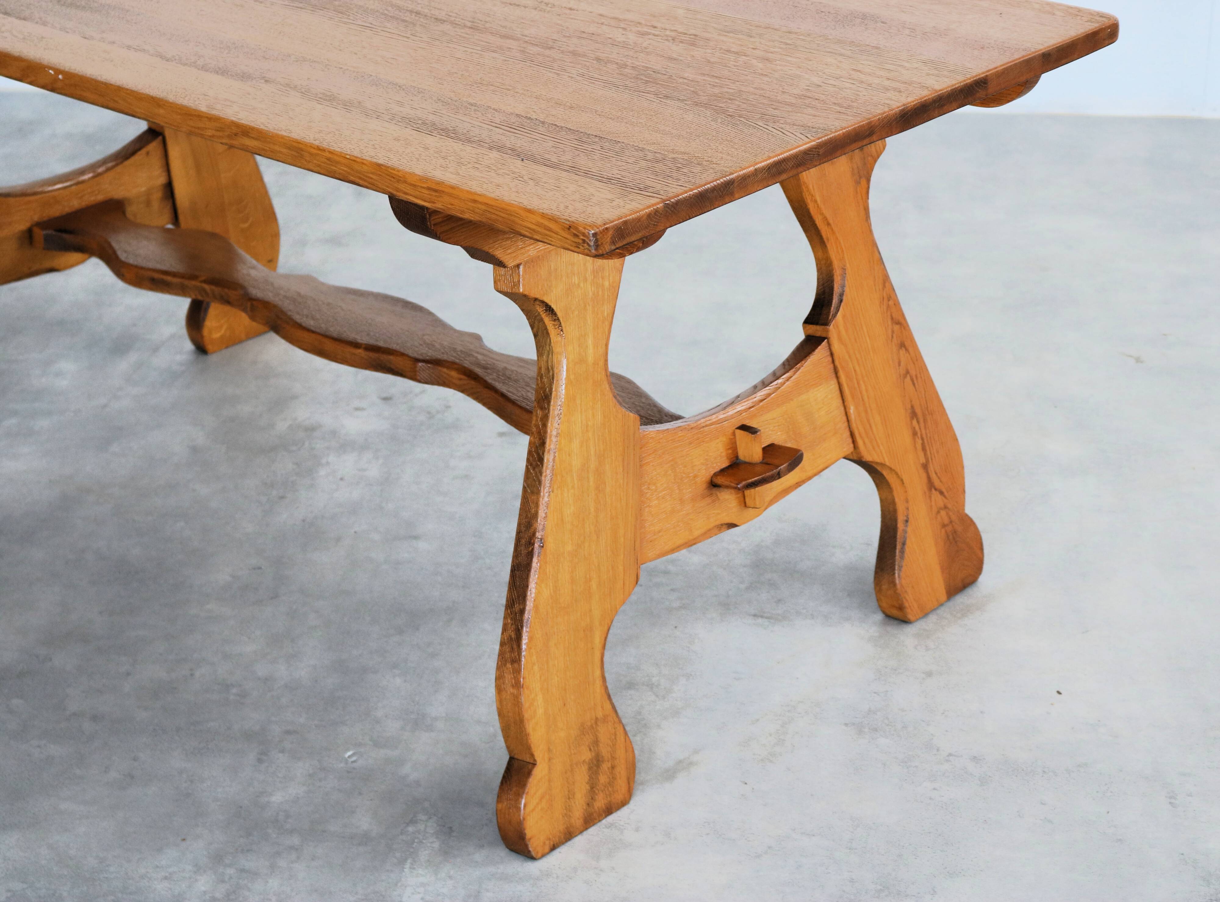 Brutalist dining table | vintage table | 50s | oak