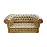 Canapé Chesterfield 2 places en cuir vert