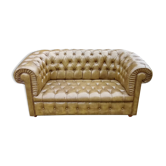 Chesterfield 2-seater sofa in green leather