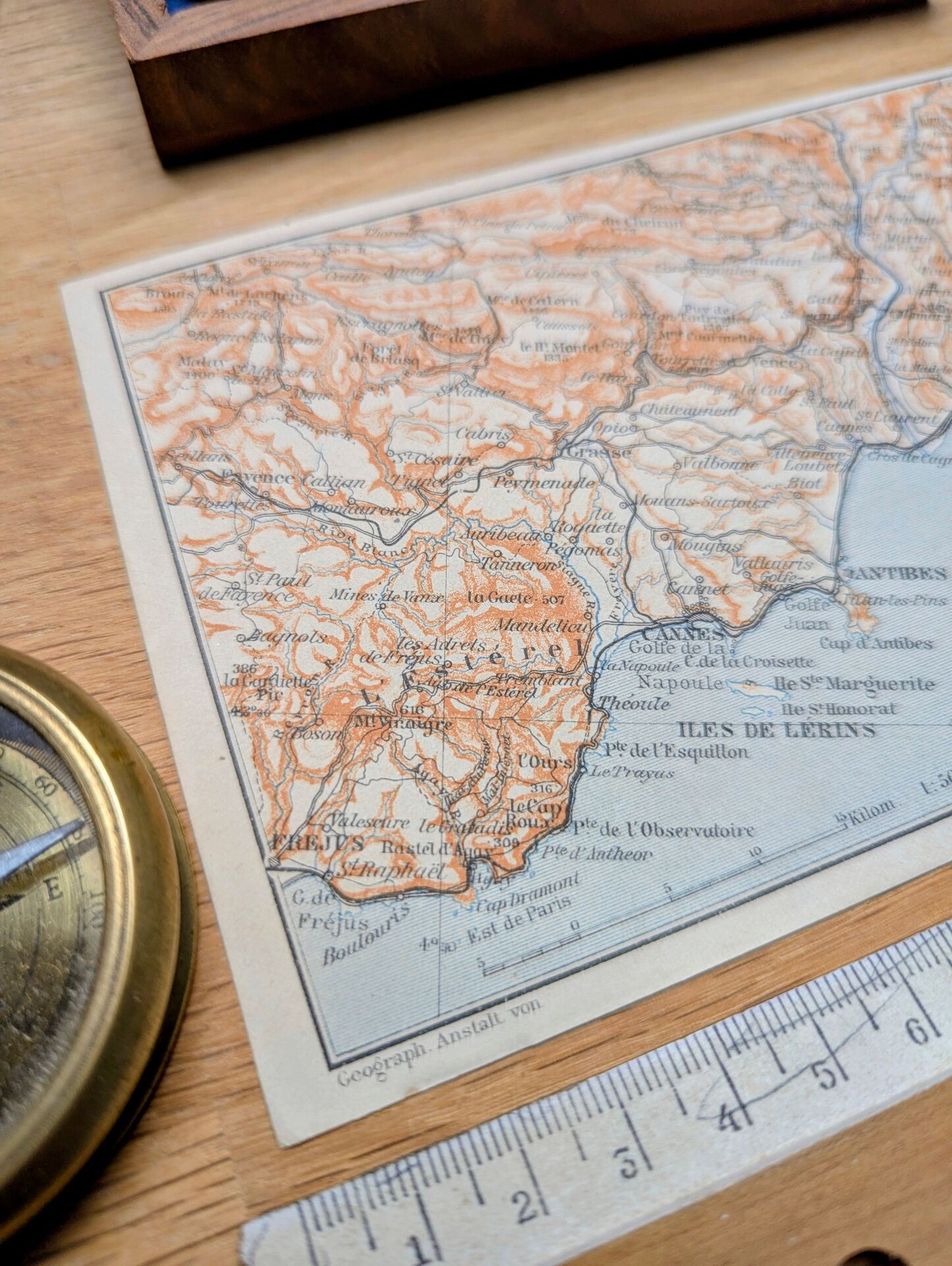 From Fréjus to Menton, an old map, printed in 1906.