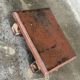 Small auxiliary stool in upcycled teak with red chrome (3274)