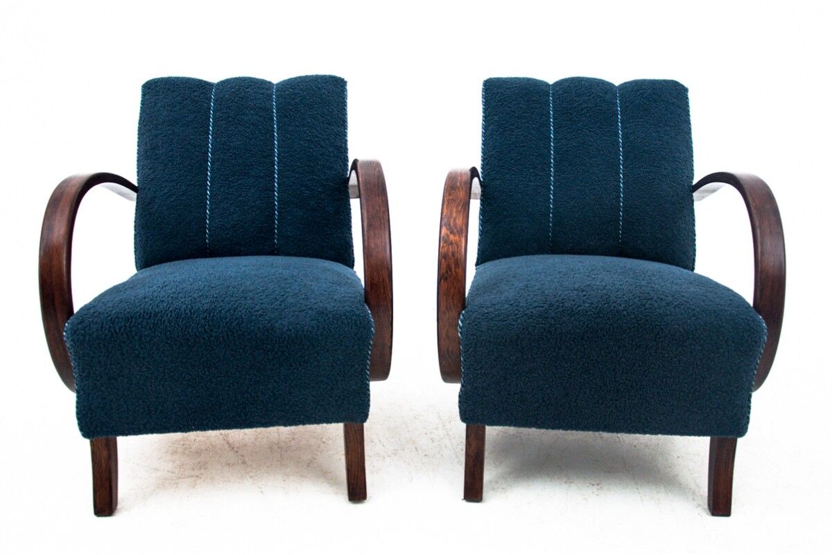 Two H-227 armchairs from the 1930s, designed by J. Halabala, Art Deco style, Czechoslovakia