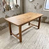 Oak farmhouse table and its two benches