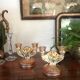 pair of Art Deco iridescent glass candle holders