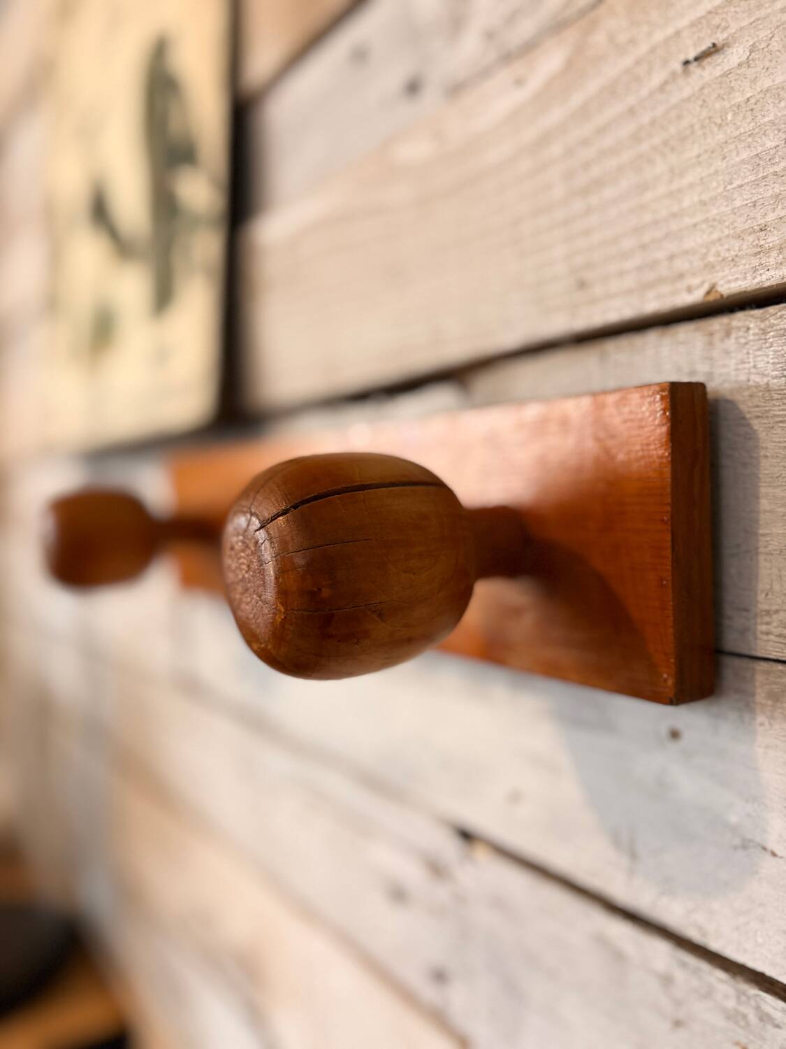 1950s wooden coat hook in red