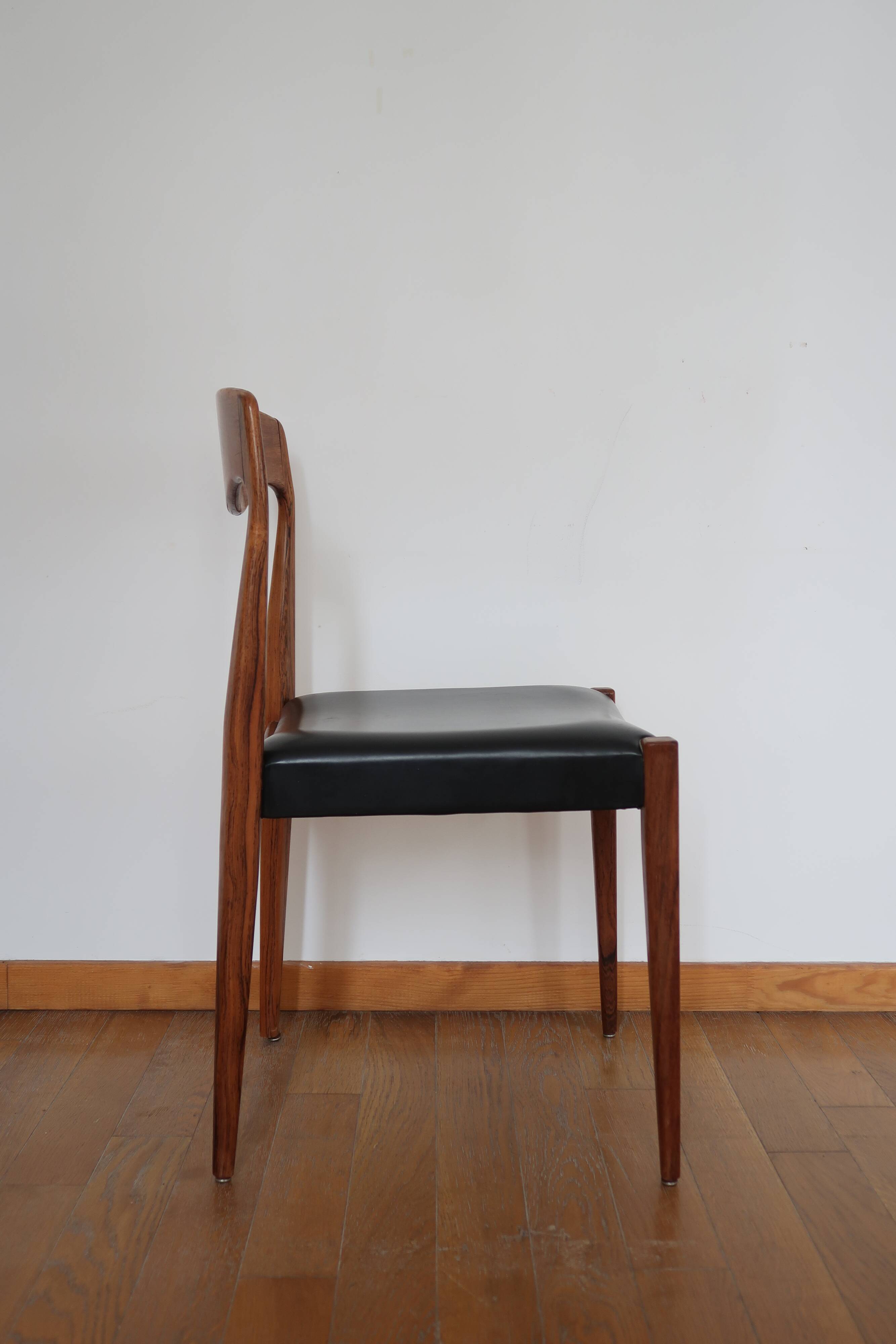 Lot de 8 chaises scandinaves palissandre skaï