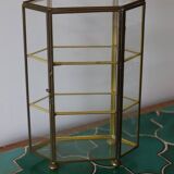 Vintage glass and brass jewelry box