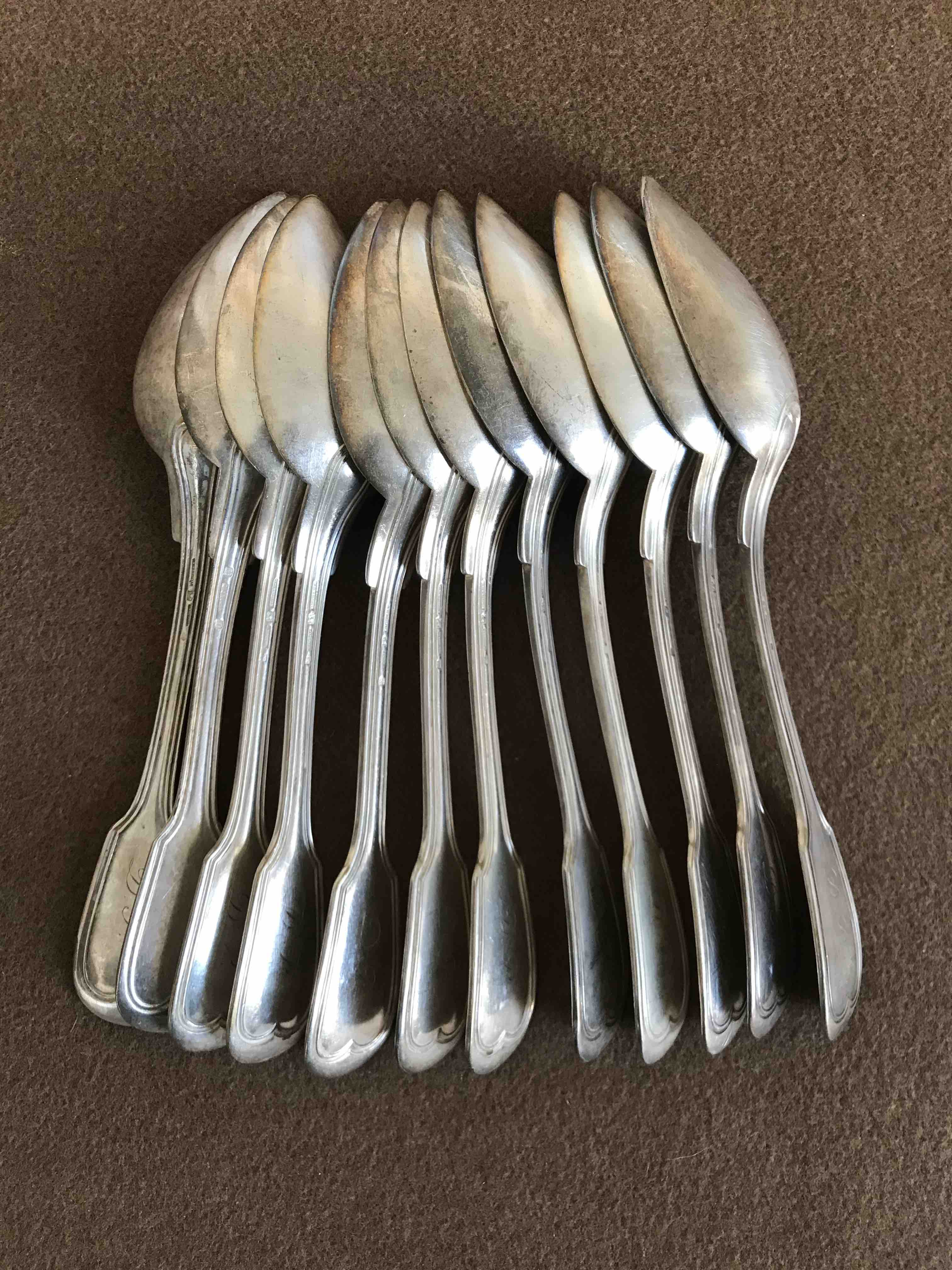 Lot 12 tablespoons in silver metal Cailar & Bayard goldsmith