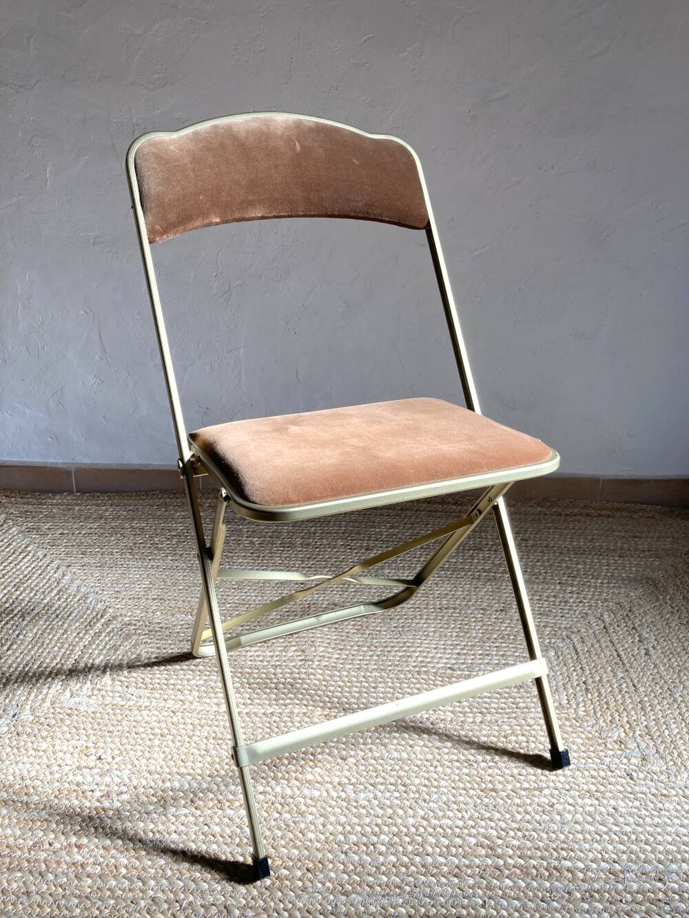 Folding Opera chair in gold-tone metal, 1970s