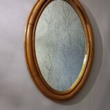Oval rattan mirror, 1960s