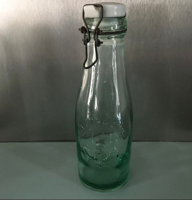 Ancienne Bouteille à Stériliser L'IDÉALE 1L Verre Vert Bouchon Porcelaine