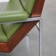 Green cowhide Leather and Wooden Vintage Armchair