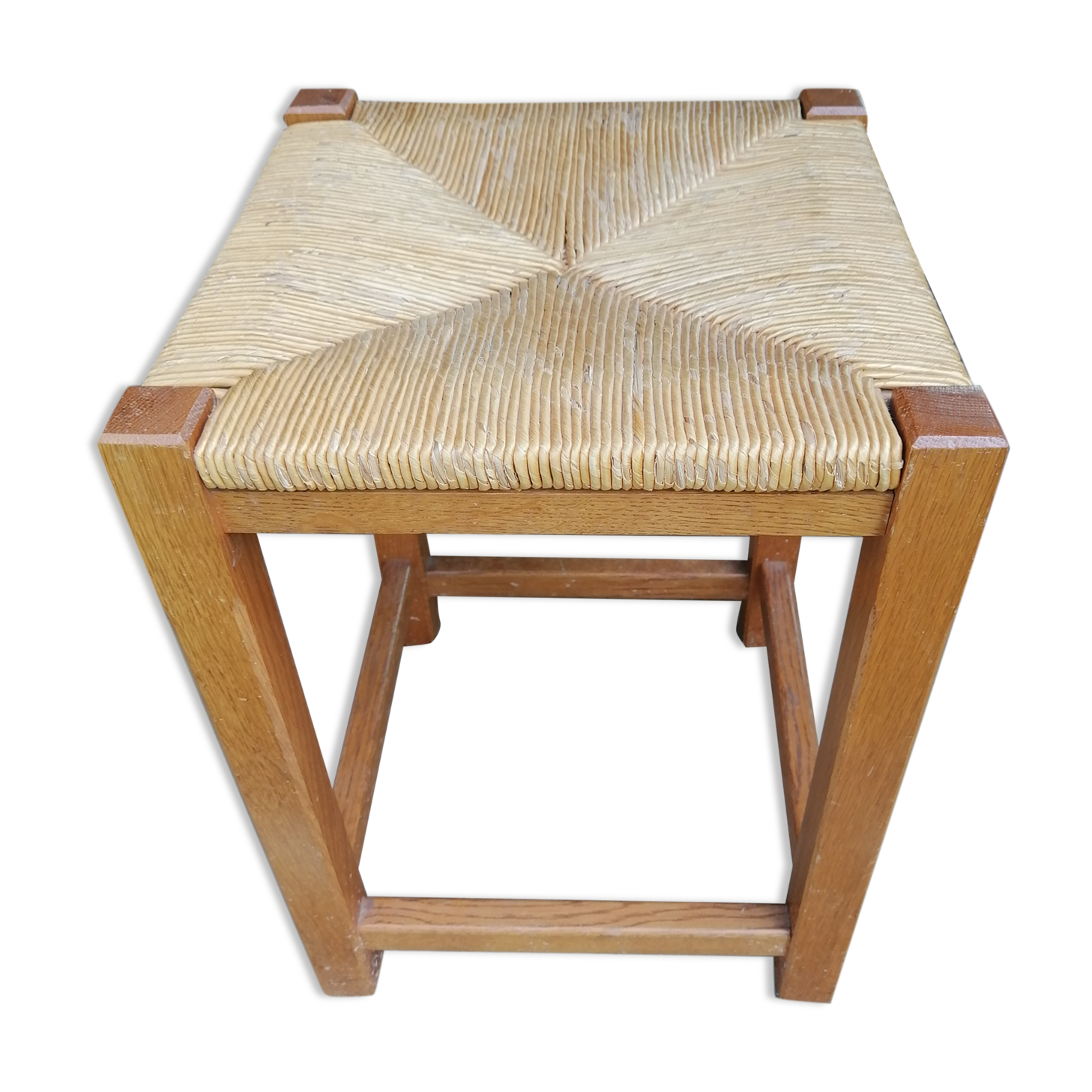 Wooden and straw stool
