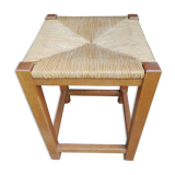 Wooden and straw stool
