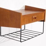 Scandinavian teak wall bedside table 1960