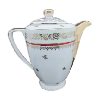 Cafetière porcelaine de limoge or et bordeaux