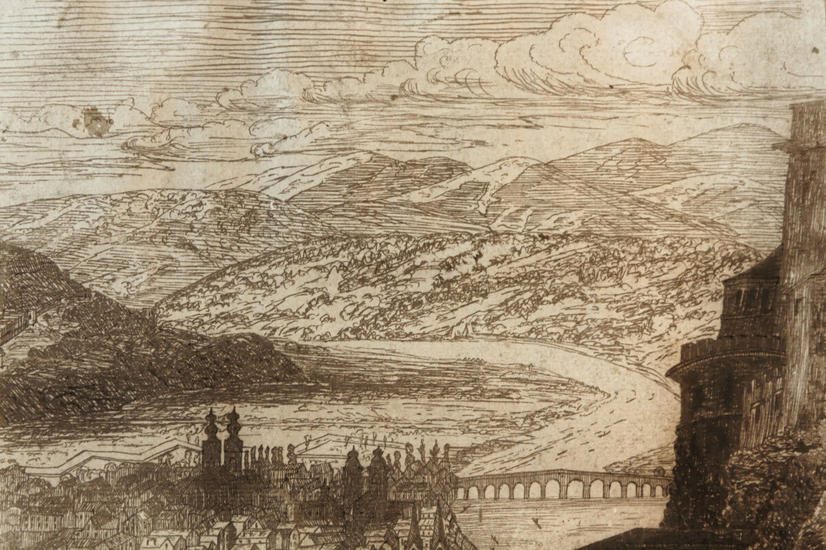 Old drawing, wash depicting Koblenz