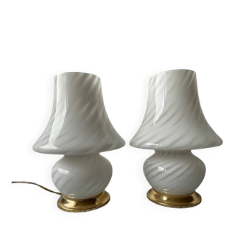 Pair of Murano mushroom lamps