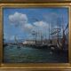 Painting "Harbour Scene", oil on canvas, signed F. Nicoli – 20th century