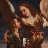 Tableau ancien italien du XVIIe siècle, Tobie et l'ange