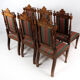 Ensemble de six chaises de salle à manger en chêne et rembourrées de tissu rayé, années 1920