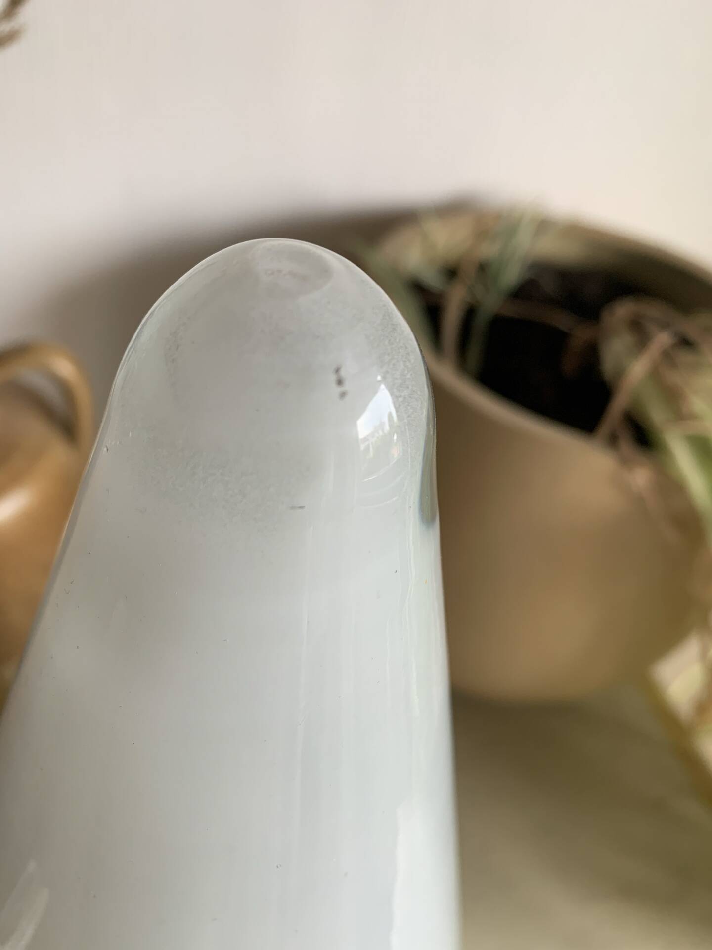 Vintage cone lamp in white opaline glass – SCE edition, France 1980s