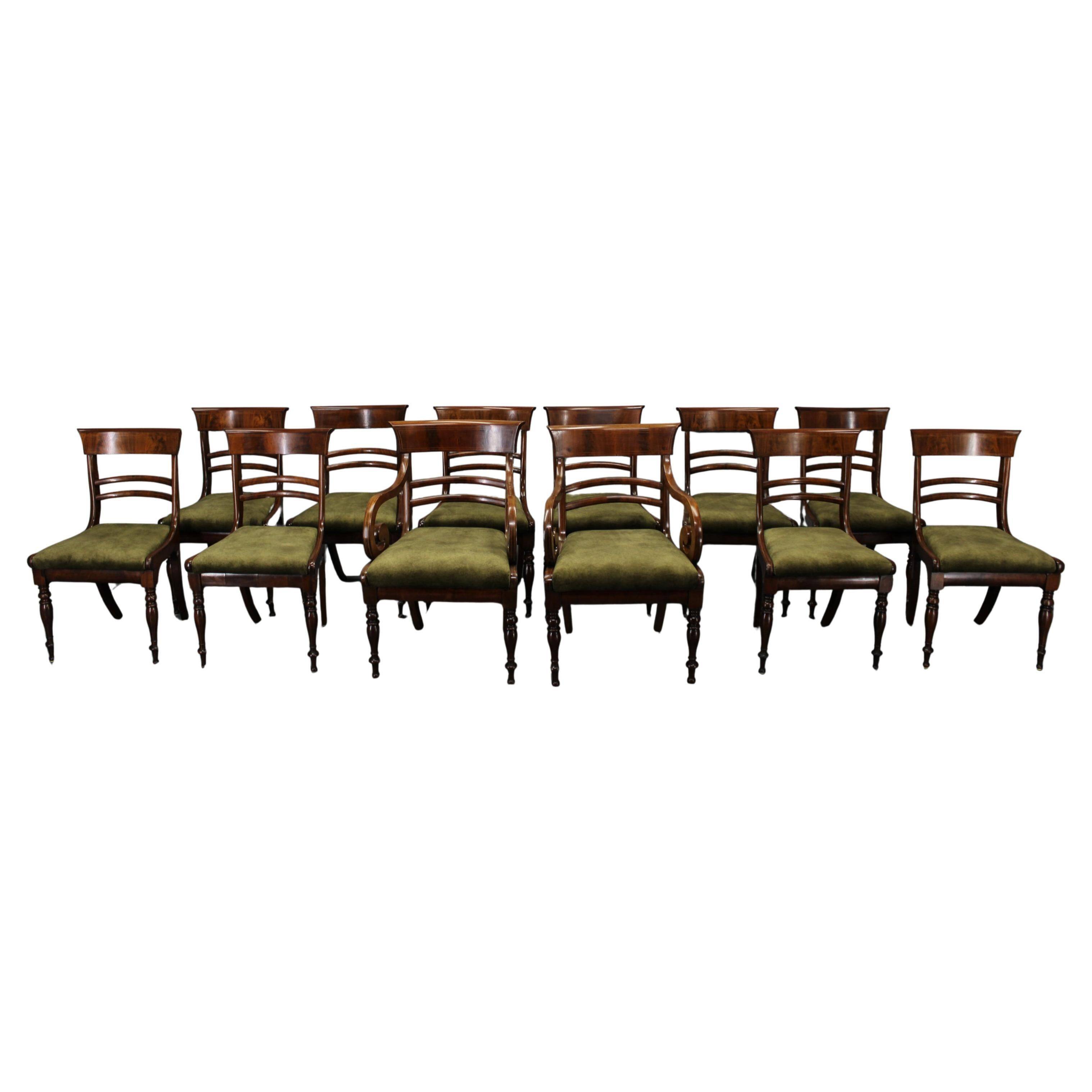 French Art Deco walnut dining chair set with armchairs, France 1930s