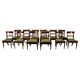 French Art Deco walnut dining chair set with armchairs, France 1930s