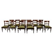 French Art Deco walnut dining chair set with armchairs, France 1930s