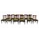 French Art Deco walnut dining chair set with armchairs, France 1930s