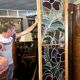 Large stained glass door side from the Art Nouveau period around 1900