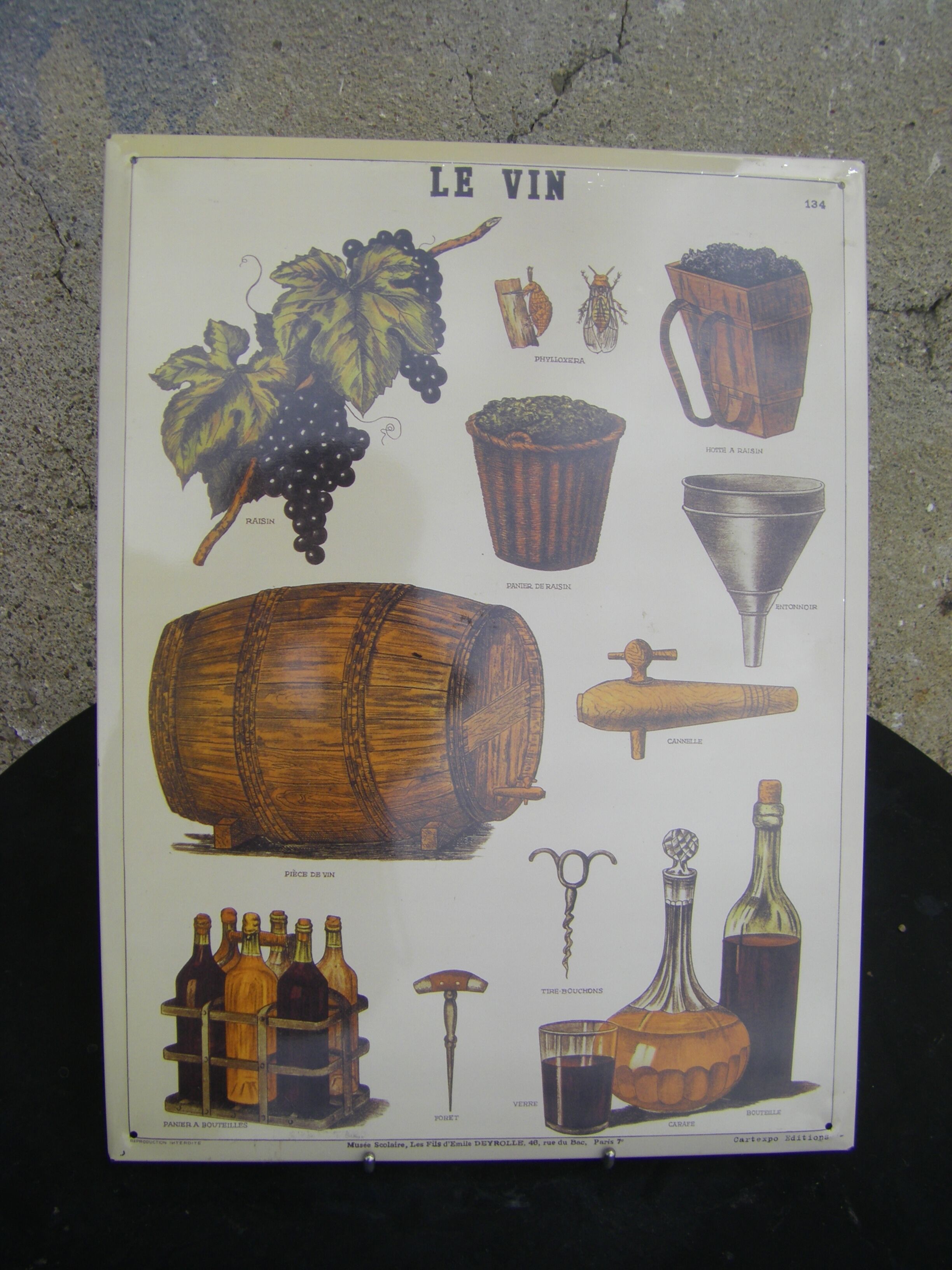 Plaque publicitaire métallique "Le vin"