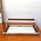 art deco wood and metal mirror tray with handle 1930s