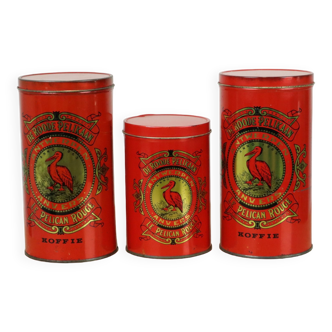 Vintage De Roode Pelican Coffee Tin Pelican Rouge Set Of 3 1980s
