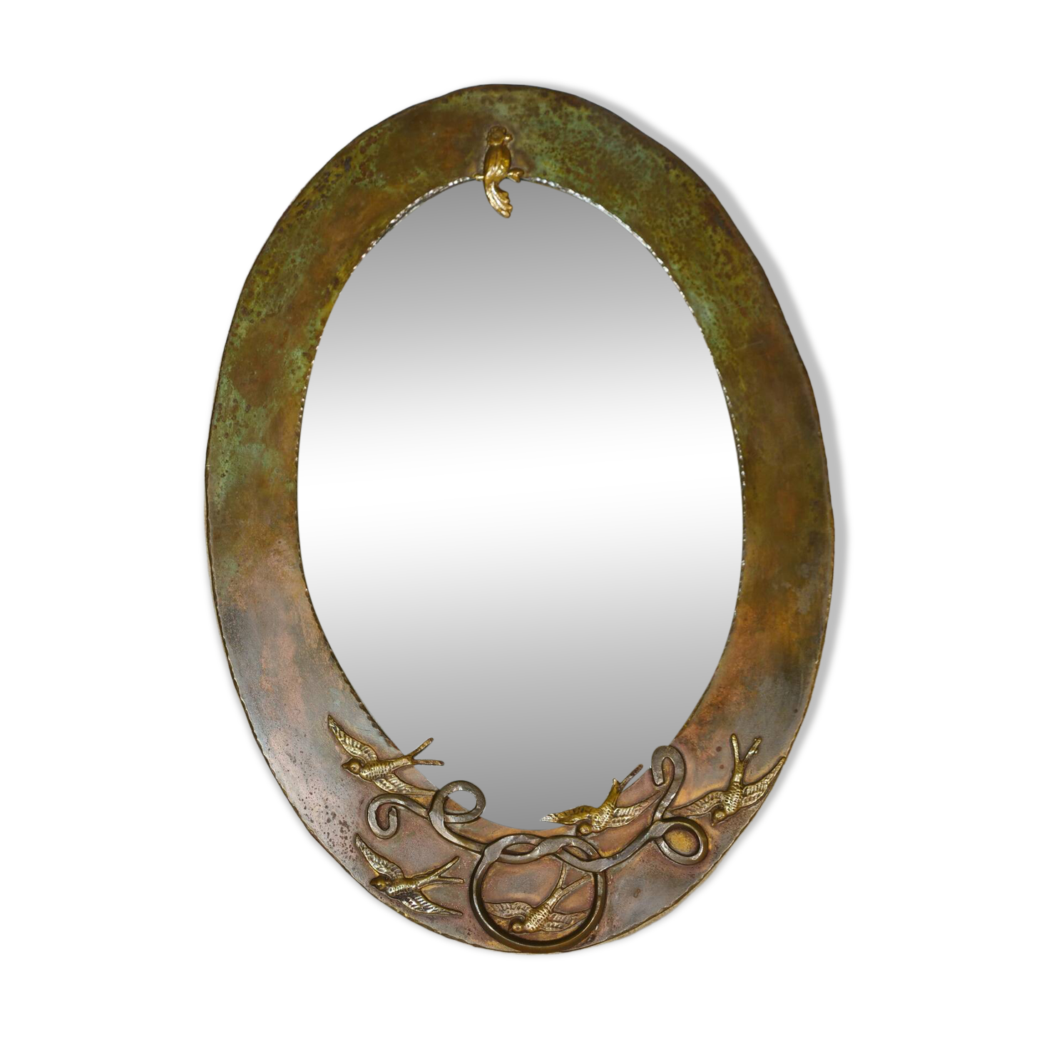 French Art Nouveau Vanity Mirror in Metal, circa 1900