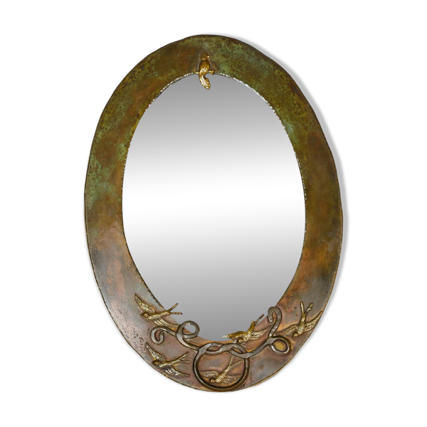 Miroir de coiffeuse Art Nouveau en métal, vers 1900