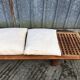 Vintage Yew Wood Bench with 3 Cushions